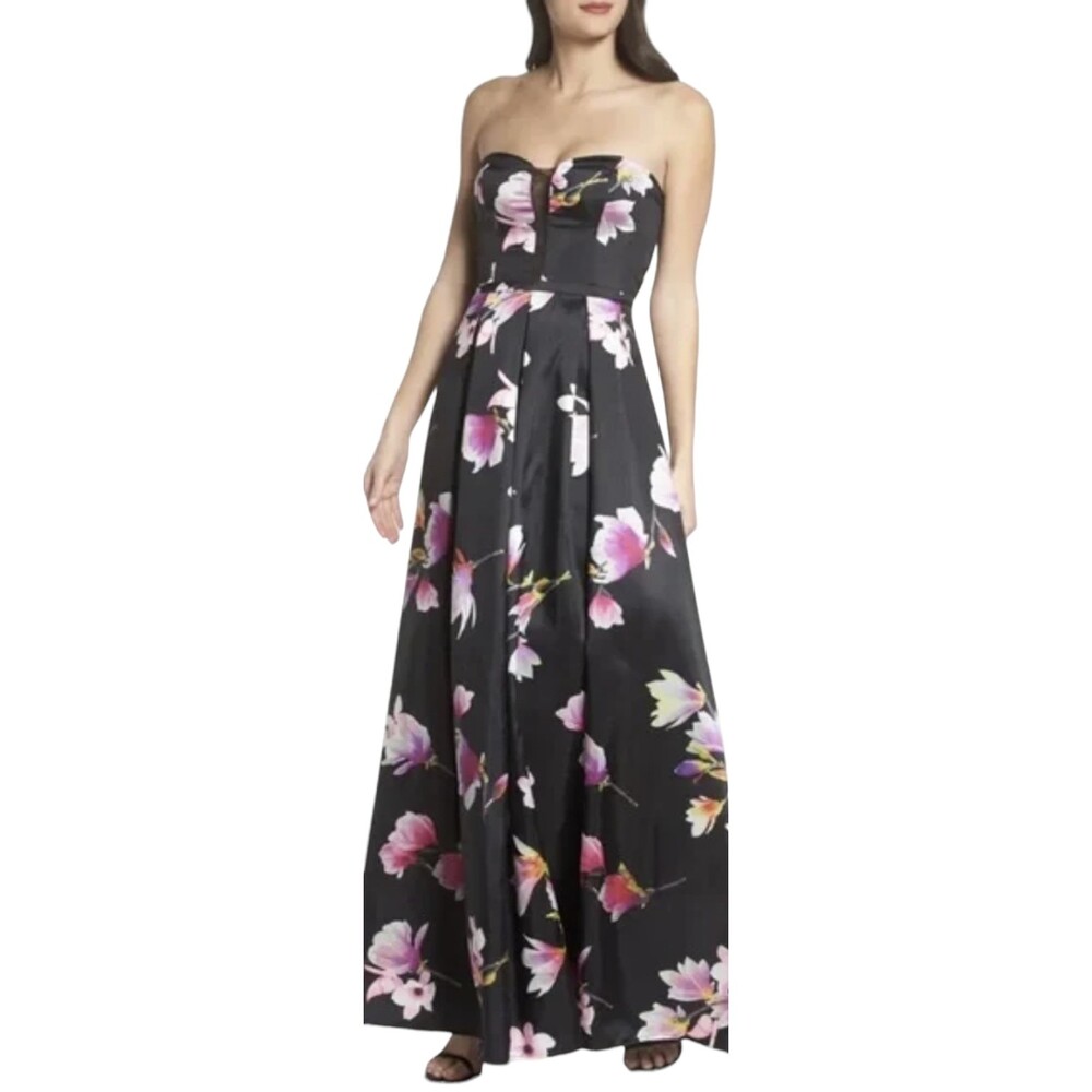 Sequin‎ Hearts Strapless Floral Ballgown Prom Wedding Dress Size 7